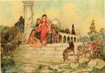  Tales Oil Painting - Warwick Goble Falk Tales of Bengal 10 from India